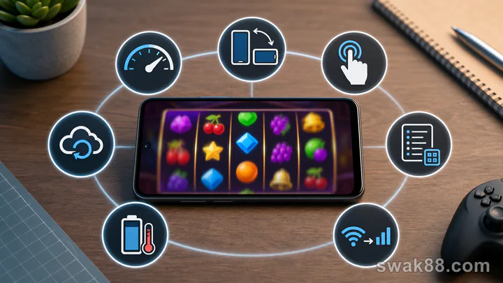 Budget Android phone surrounded by seven slot performance tests